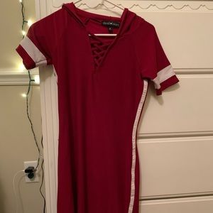 maroon maxi dress